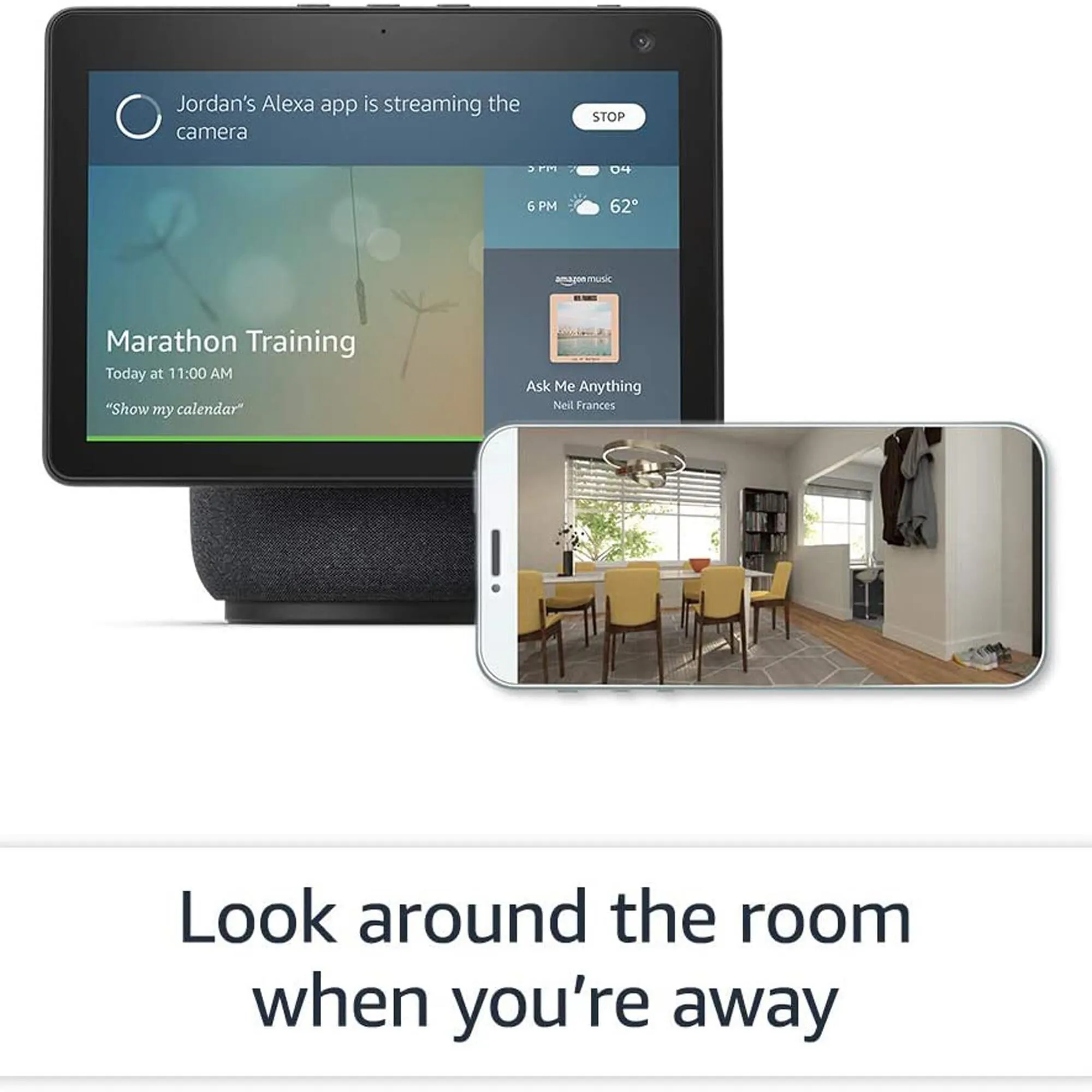 Amazon 2 Echo Show 10 HD Smart Displays with Motion and Alexa - (1) Charcoal and (1) Glacier White (3rd Generation)