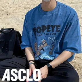 ASCLO  |Unisex Cotton Short Sleeves Oversized T-Shirts