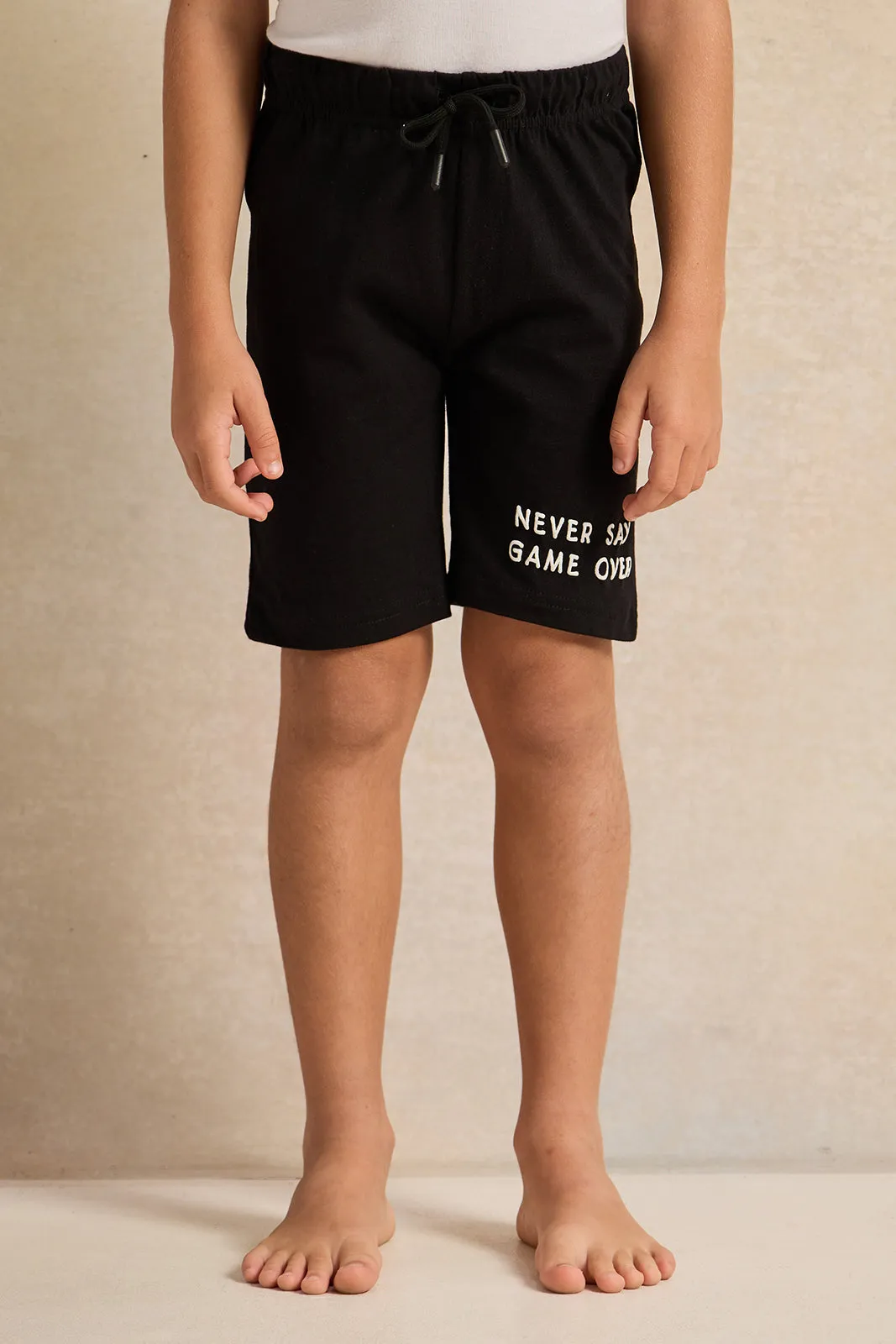 Boys Black Printed Night Wear Set (2 Piece)