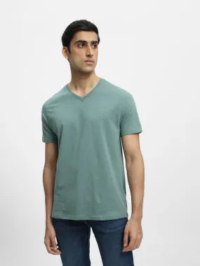 Buy WES Casuals Sage Melange Cotton Slim-Fit T-Shirt from Westside