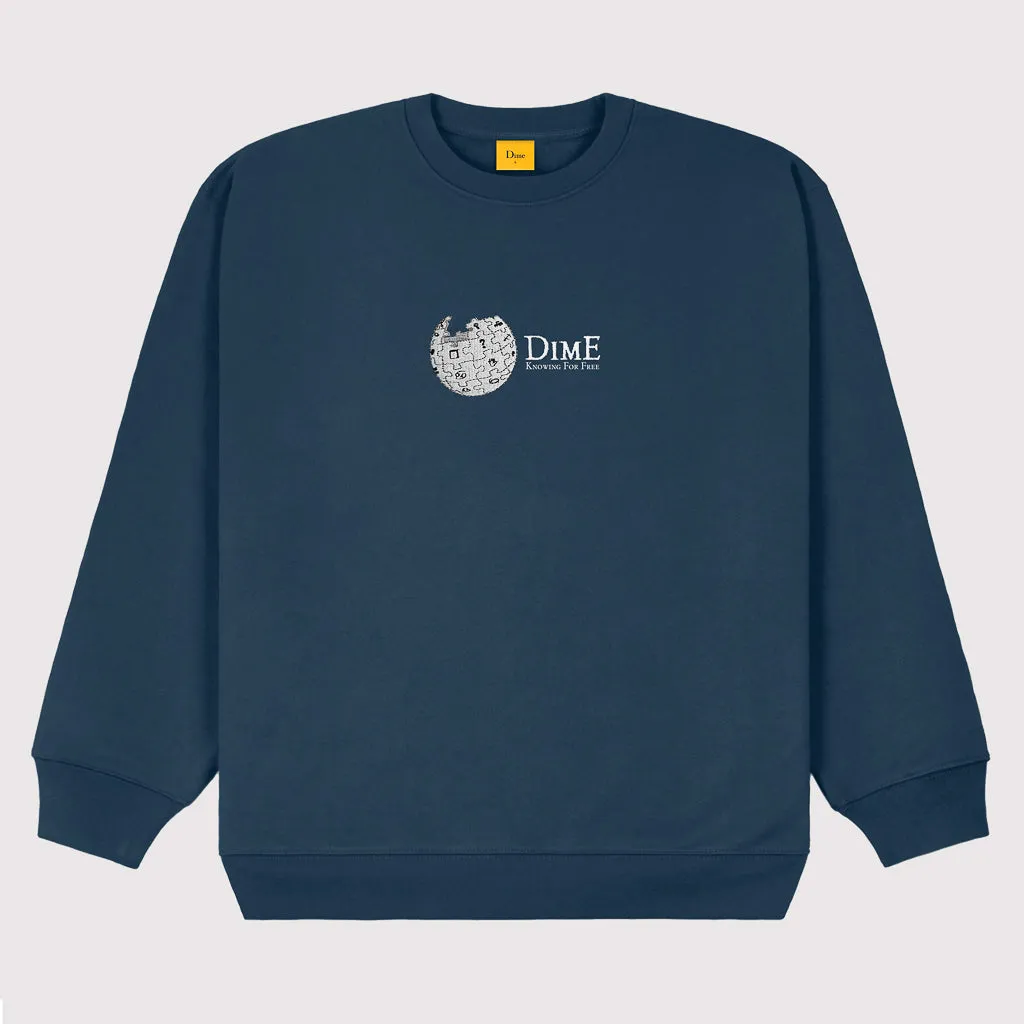 Dime MTL - Dimepedia Crewneck Sweatshirt - Indigo