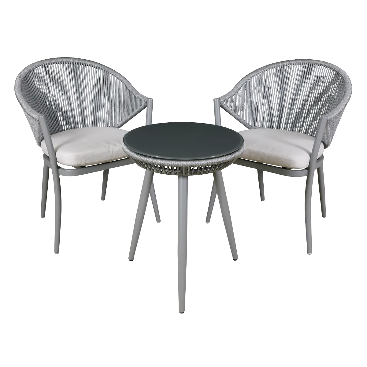 Echo Aluminium Balcony Set with Tempered Glass Tabletop 3pc