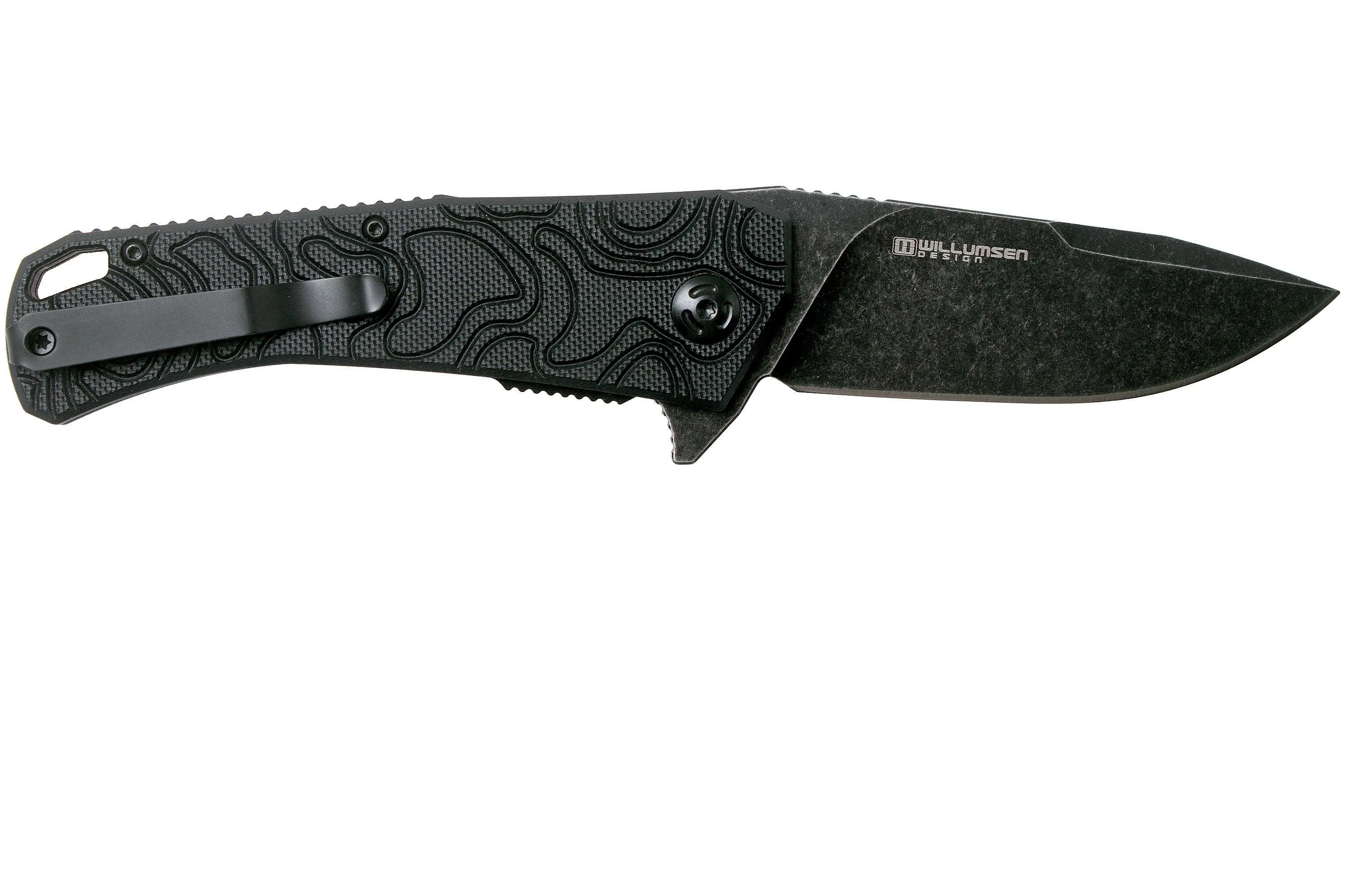 Fox Knives Echo 1 BF-746 Black Fox, Black G10 pocket knife, Mikkel Willumsen design
