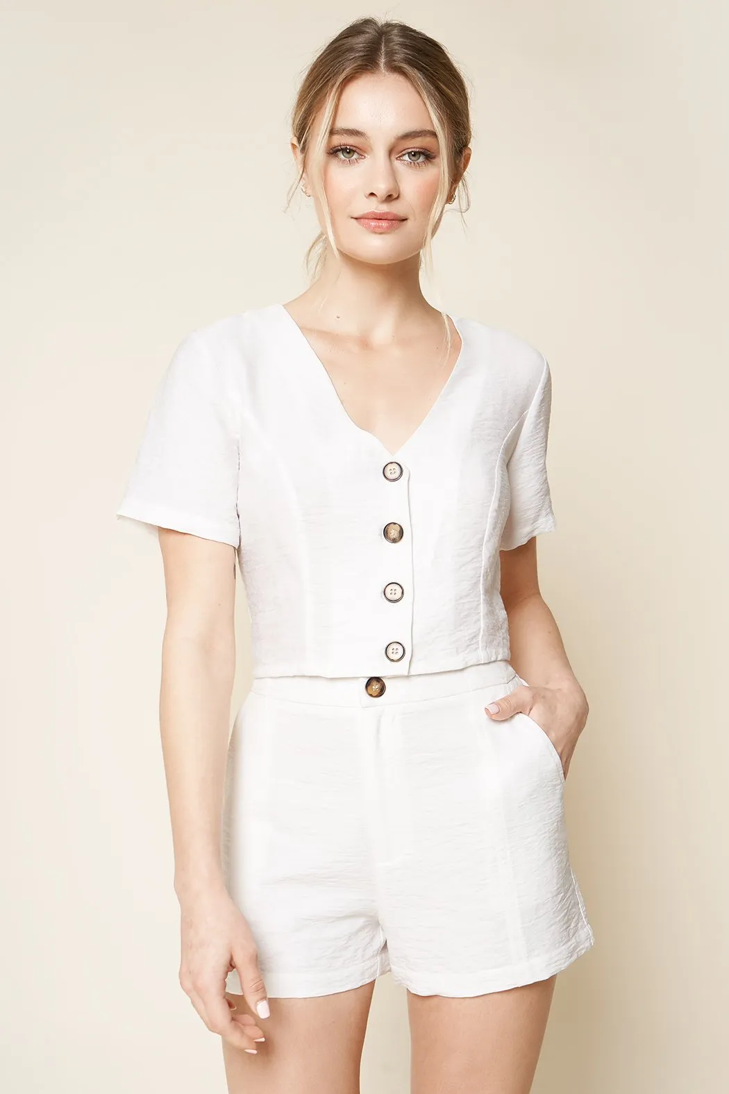 Go With The Flow Button Up Crop Top