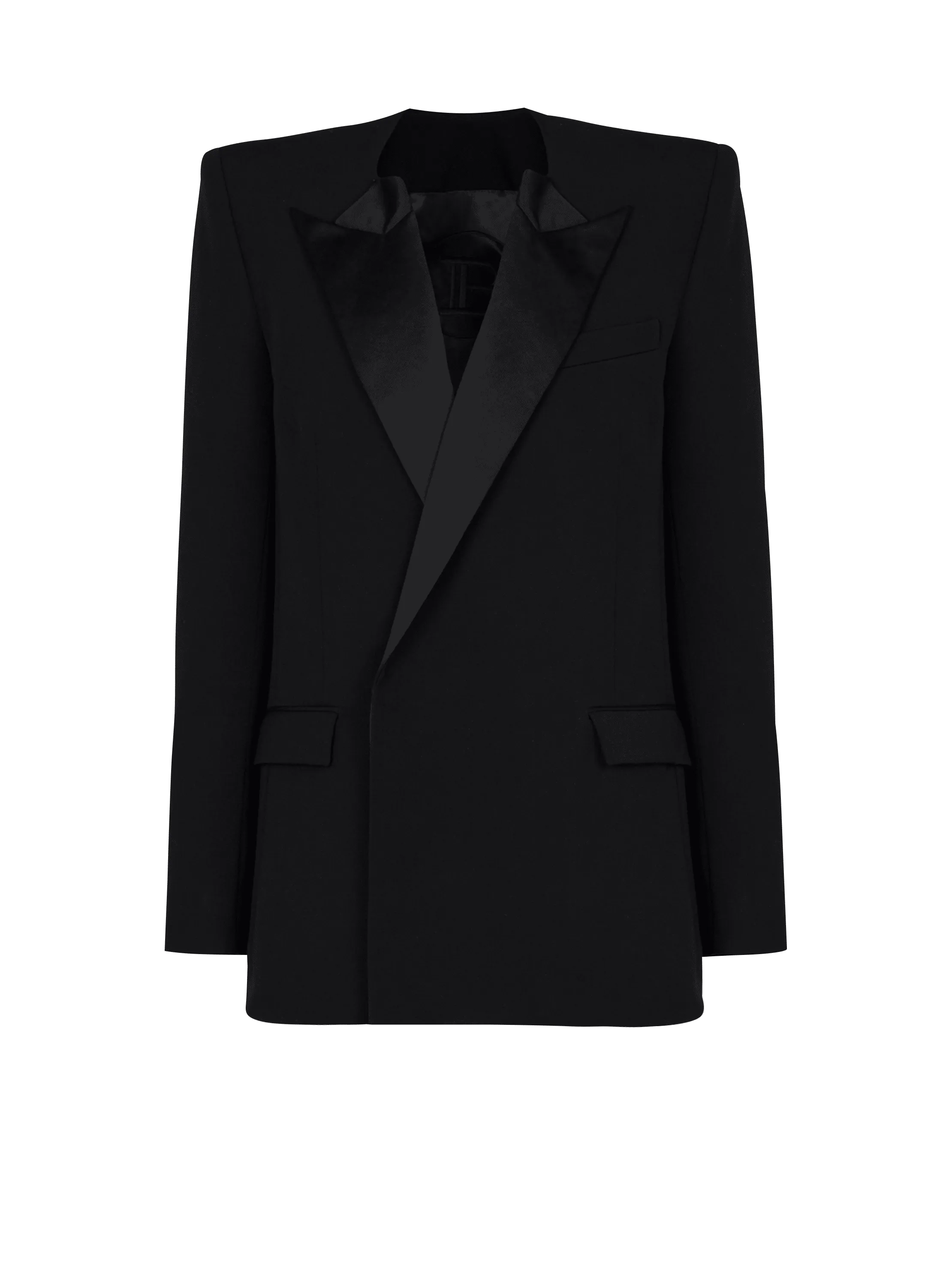 Grain de poudre jacket with satin lapels