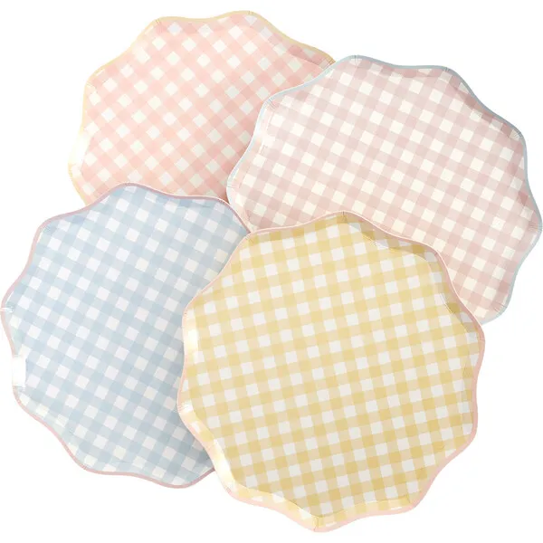 Meri Meri Set of 12 Gingham Side Plates, Multi
