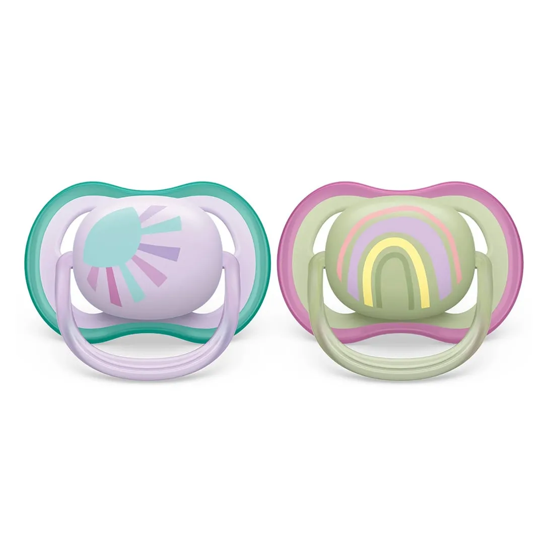 Philips Avent Ultra Air Pacifier 0-6m Lilac Sun/Green Rainbow 2-pack  - Clement