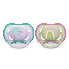 Philips Avent Ultra Air Pacifier 0-6m Lilac Sun/Green Rainbow 2-pack  - Clement