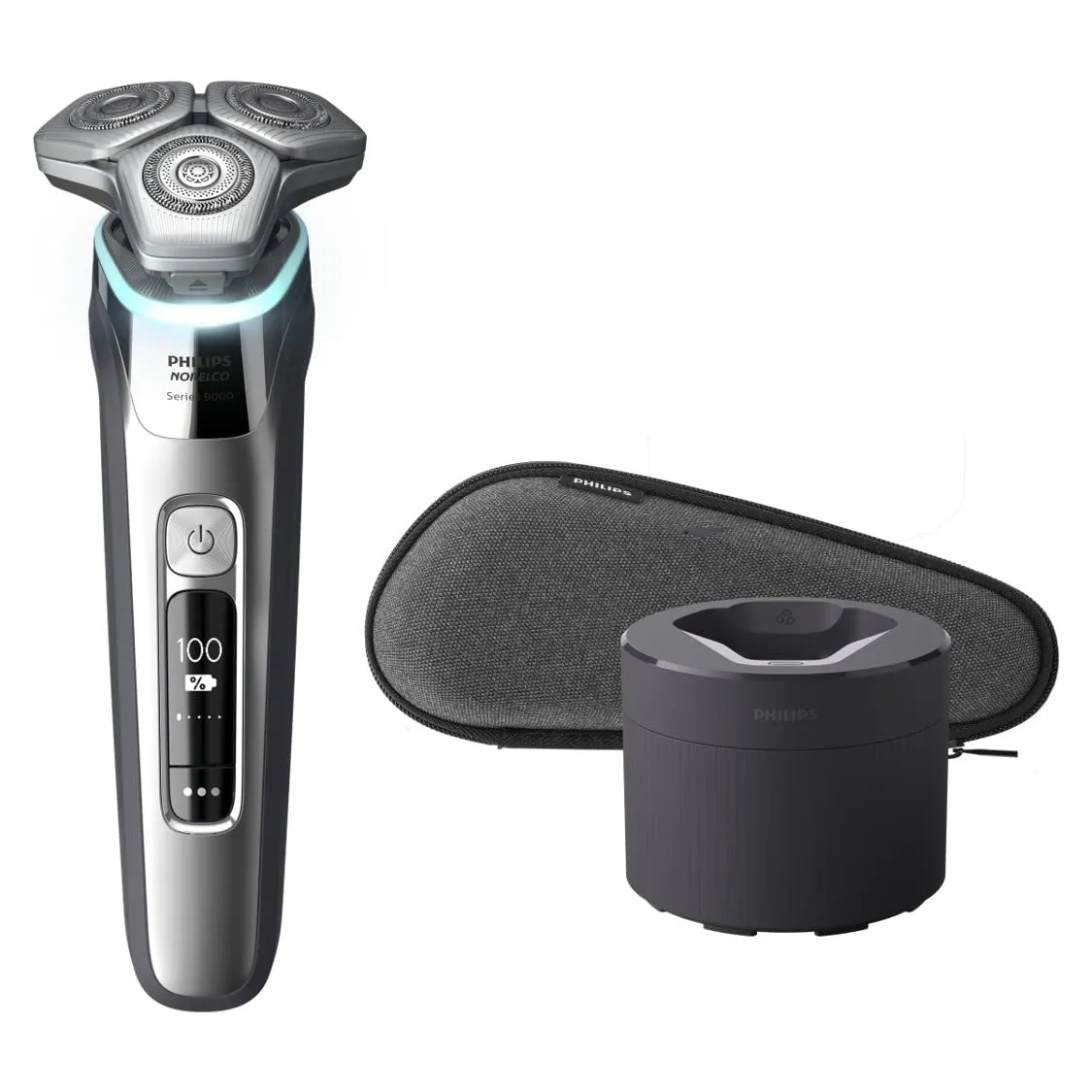 Philips Norelco 9500 Rechargeable Wet & Dry Electric Shaver with Quick Clean, Travel Case, Pop up Trimmer, S9985/84, Black N