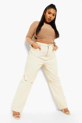 Plus Washed Ripped Straight Leg Jeans
