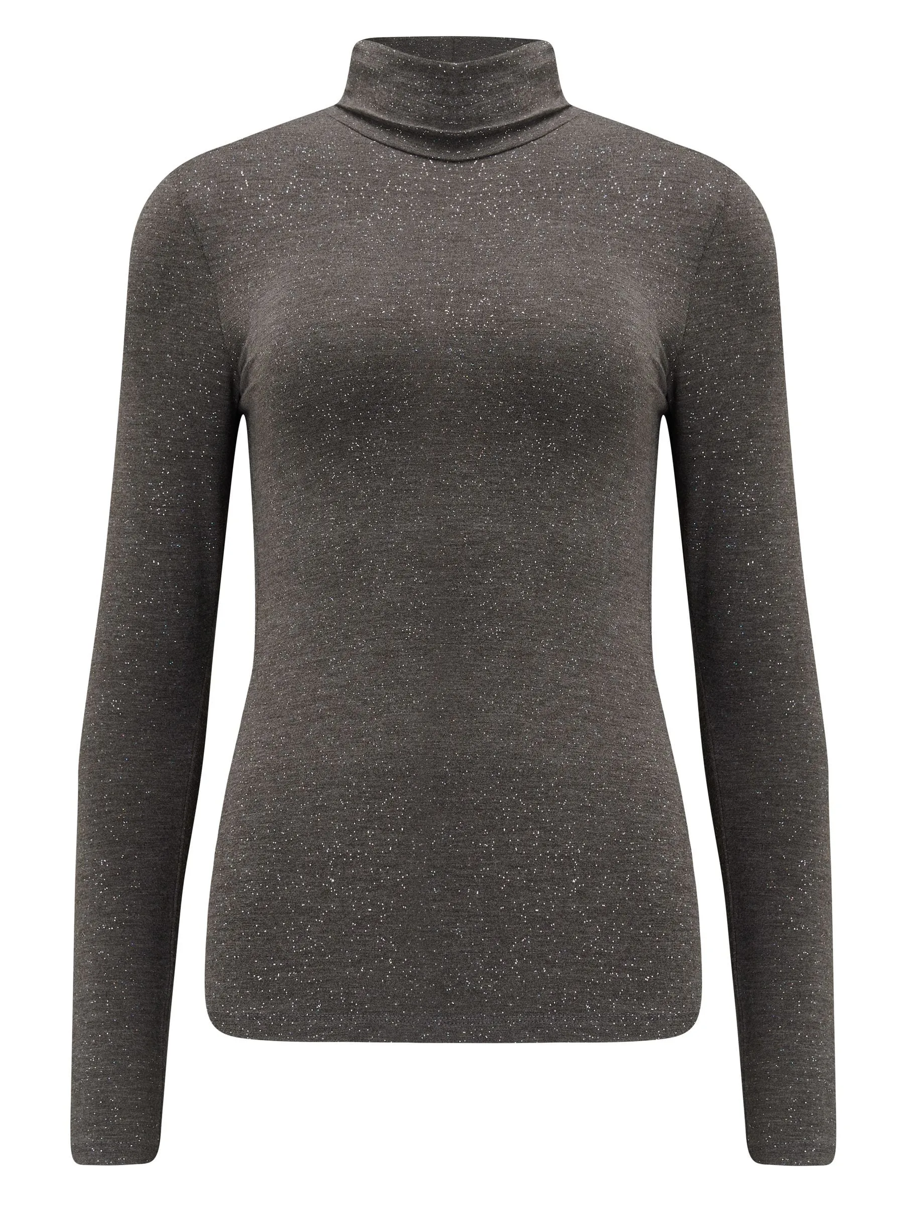 Pour Moi Grey Flitter Roll Neck Round Neck
