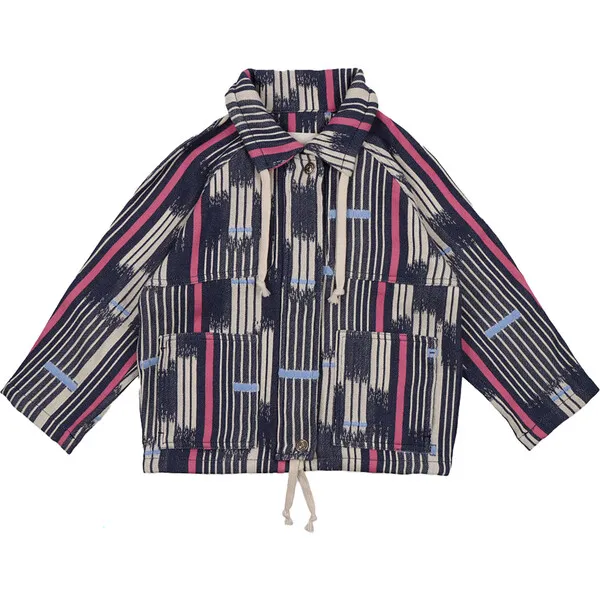 The New Society Echo Jacquard-On-Embroidery Print Jacket, Navy