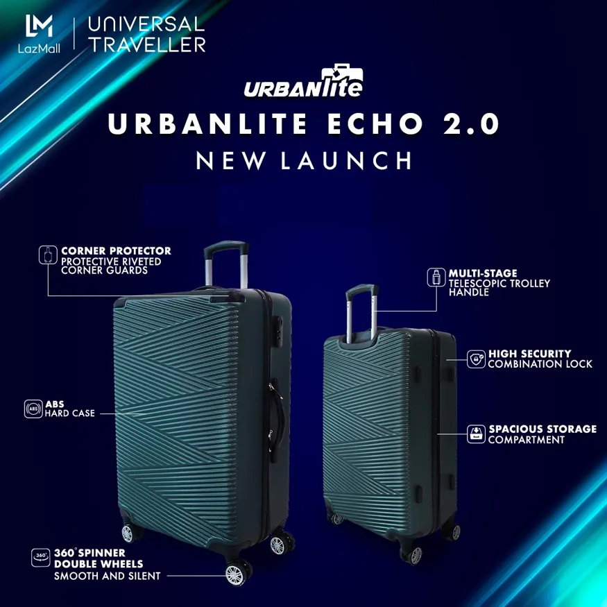 URBANlite Echo 2.0 20/24/28 | 8-Wheel Spinner | Corner Guard | Hard Case Luggage