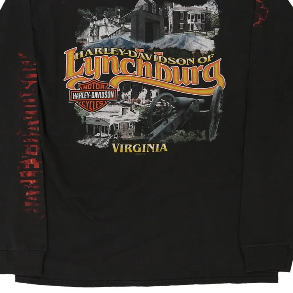 Virginia Harley Davidson Graphic Long Sleeve T-Shirt - Medium Black Cotton