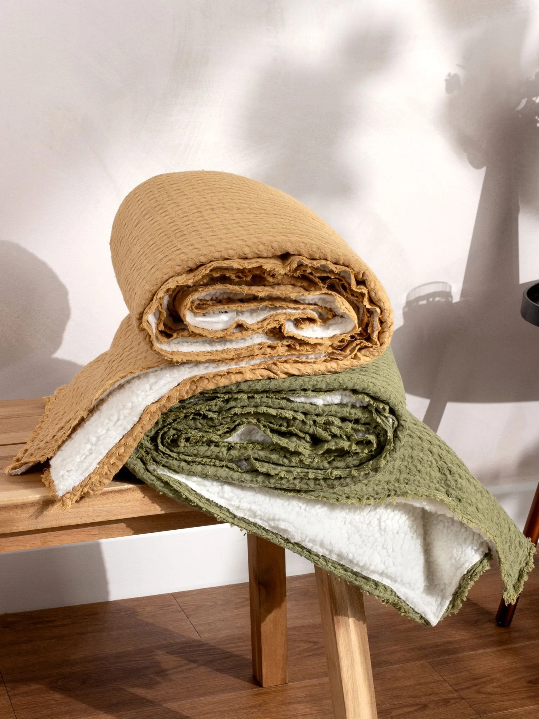 Yard Moss Ronan Sherpa Waffle 100% Cotton Throw